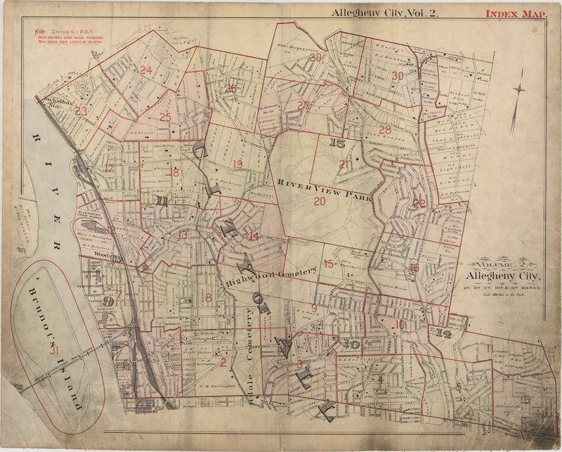 1902 Hopkins atlas, Allegheny, vol. 2, index map.jpg