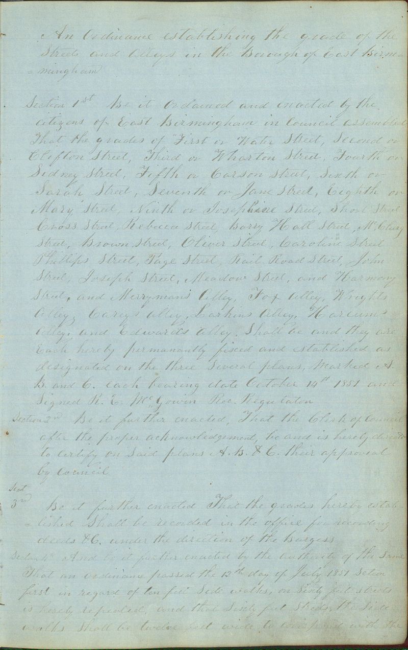 East Birmingham 1851 ordinance, page 1.jpg